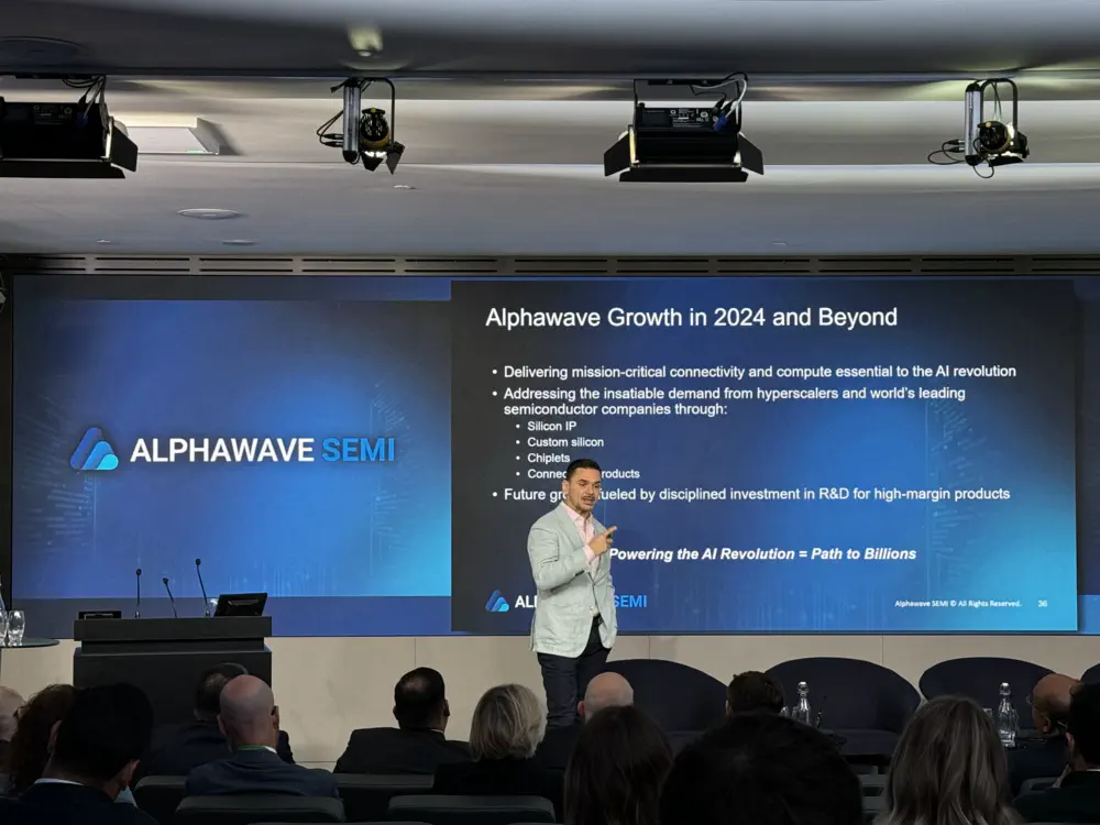 Alphawave CEO und Co-Gründer Tony Pialis auf dem Kapitalmarkttag im Juni 2024 in London.<br/>Quelle: Eigene Aufnahme